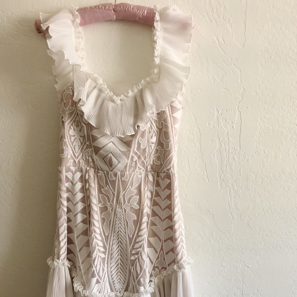 Angel Biba White Boho Mini Dress